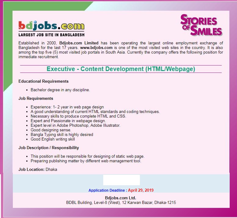 Bdjobs.com Limited Job Circular in November 2019