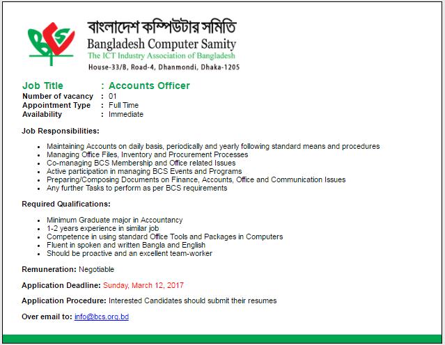 Bangladesh Computer Samity (BCS) Job Circular 2017