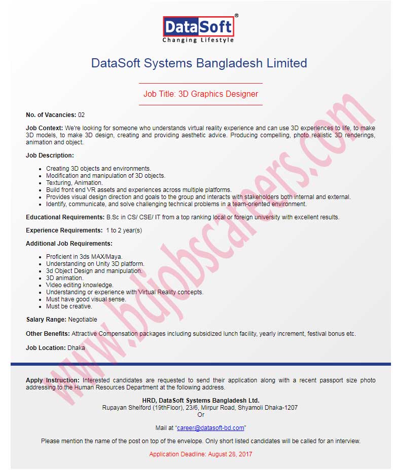 DataSoft Systems Bangladesh Limited Job Circular 2017
