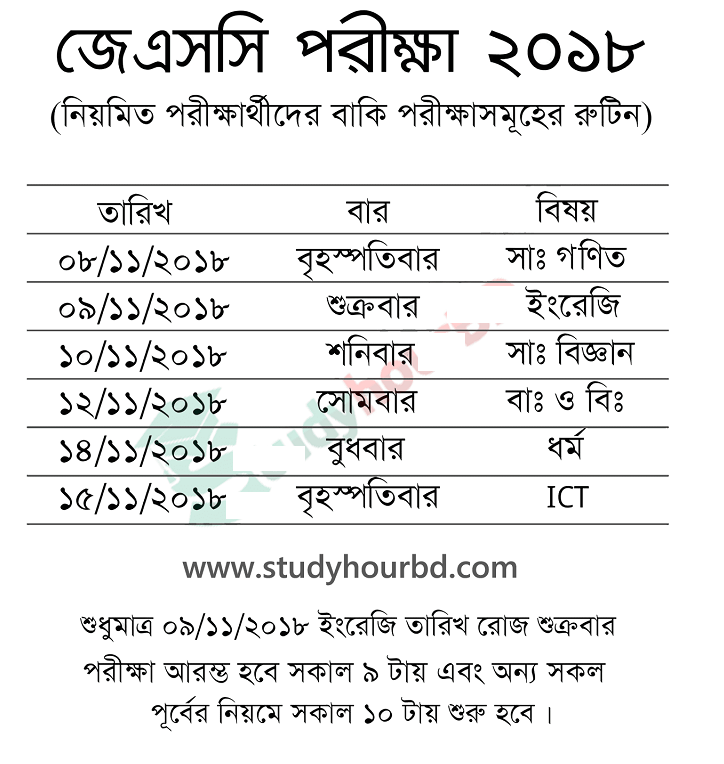 JSC Routine 2018 Bangladesh All Education Board