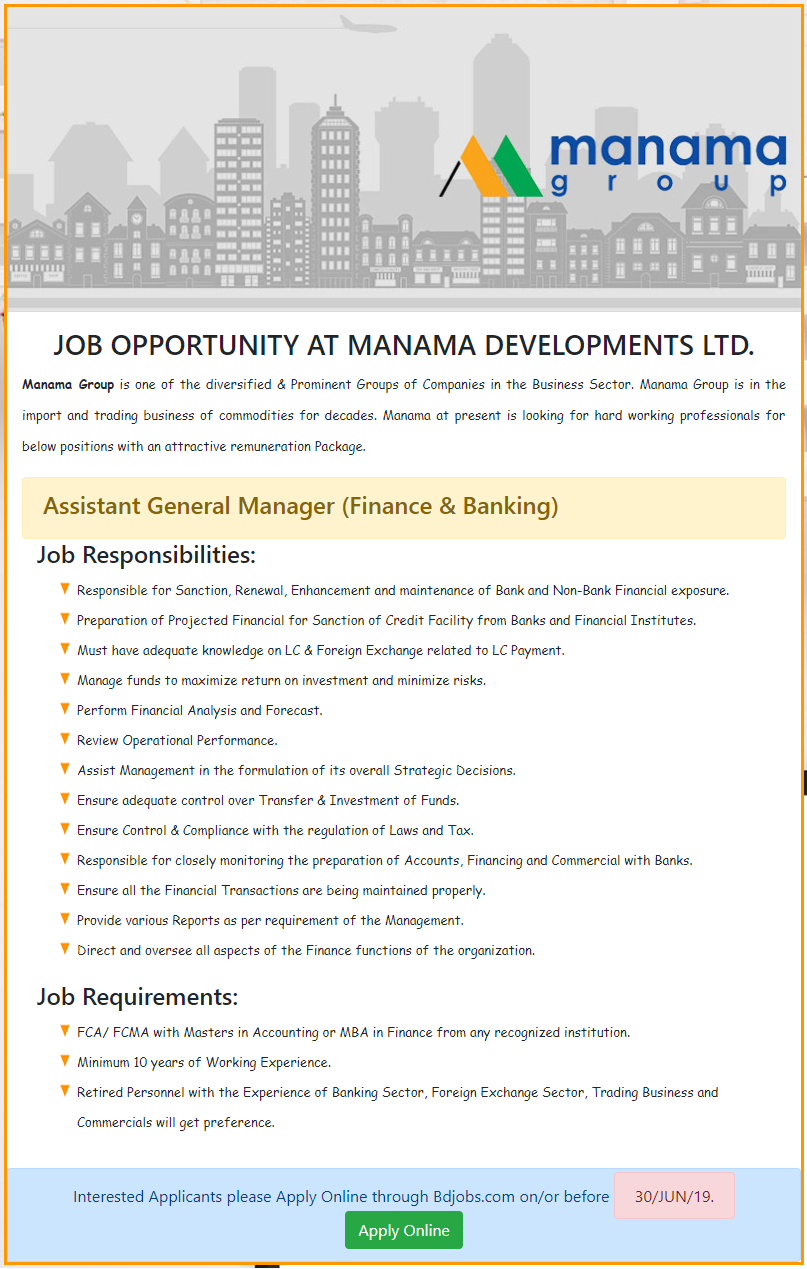 Manama Group Job Circular 2019