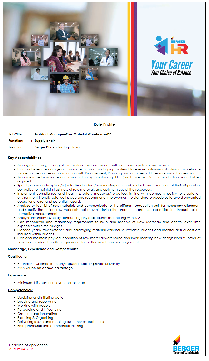 Berger Paints Bangladesh Limited Job Circular 2019 Bd Jobs Careers