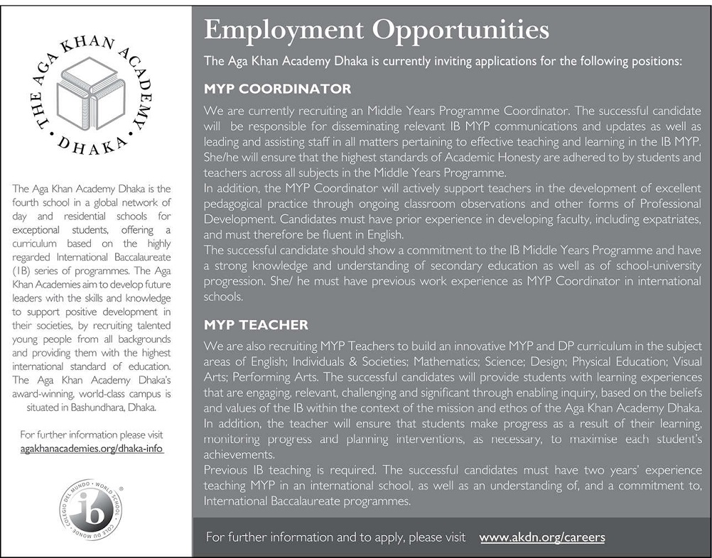 The Aga Khan Academy Dhaka Job Circular 2020