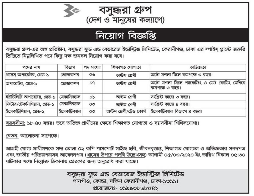 Bashundhara Group Job Circular 2020 Chakri Info