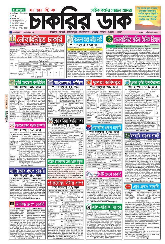 Chakrir Dak Weekly Jobs Newspaper 28 February 2020